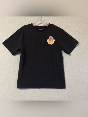 rebels KId's boys Black Short-Sleeve Tee with Peach Bear Patch Sz  XXL